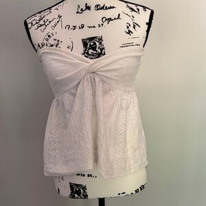 SHEIN White Strapless Eyelet Blouse